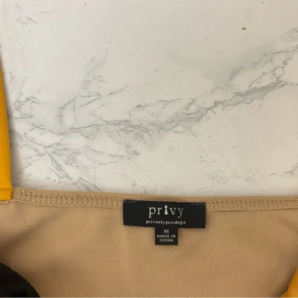 Privy  Colorblock Spaghetti Strap Dress M Whimsigoth Yellow Black Pullover - Picture 5 of 7